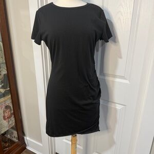 Chic Black Ruched Mini Dress